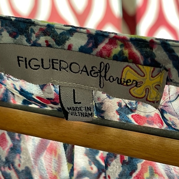 FIGUEROA&FLOWER blue/green/pink long sleeve sheer blouse in size large - Picture 6 of 8